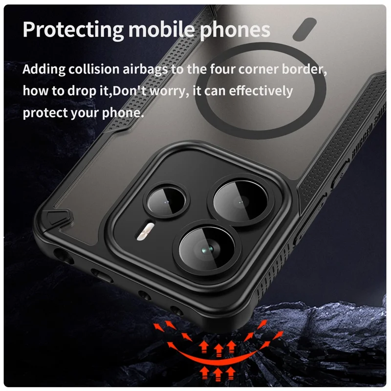 Bulk Purchasing For Xiaomi Redmi Note 14 5G Magnetic Case TPU + PC Phone Back Cover - Black
