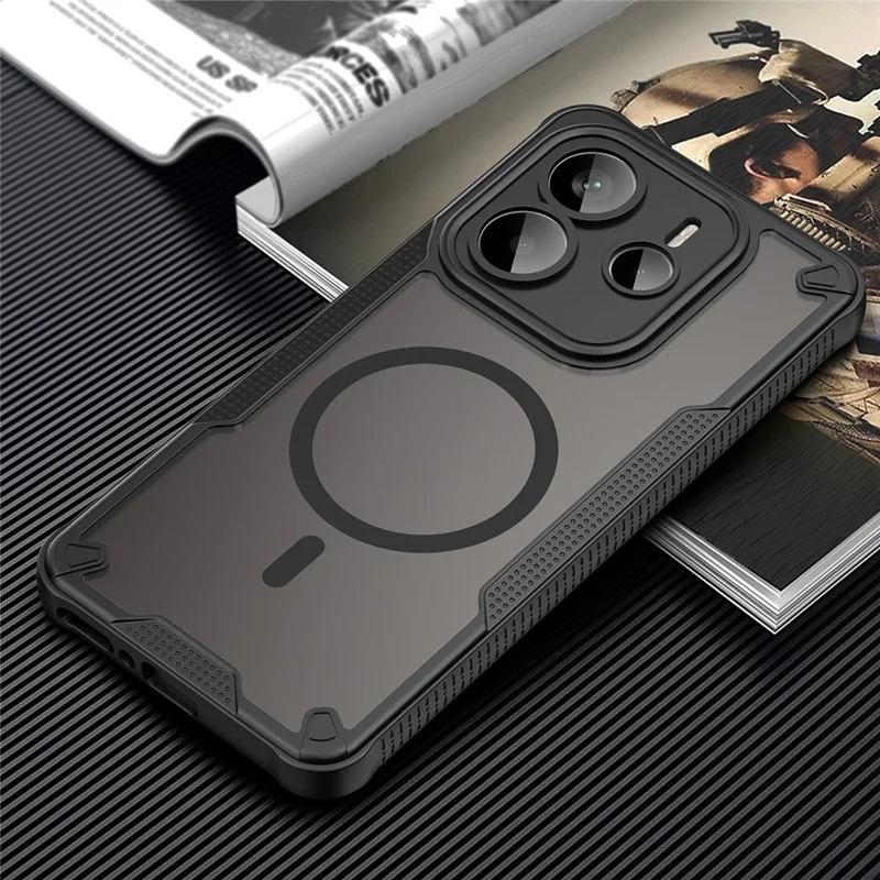 Bulk Purchasing For Xiaomi Redmi Note 14 5G Magnetic Case TPU + PC Phone Back Cover - Black