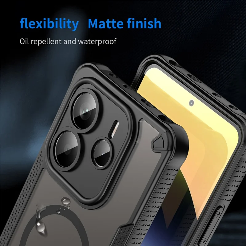 Bulk Purchasing For Xiaomi Redmi Note 14 5G Magnetic Case TPU + PC Phone Back Cover - Black