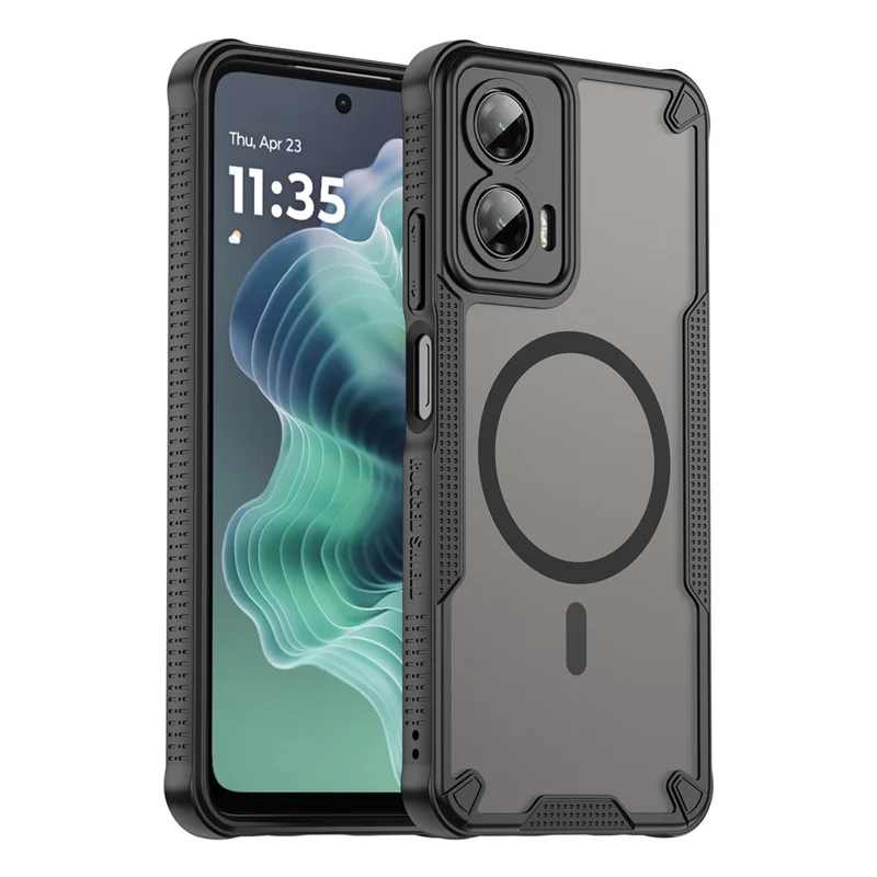 Acquisto all'ingrosso per Cover Motorola Moto G35 5G Compatibile con MagSafe TPU + PC Posteriore Telefono - Nero