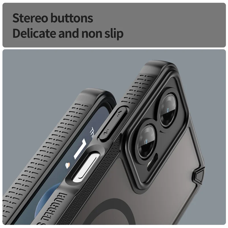 Acquisto all'ingrosso per Cover Motorola Moto G35 5G Compatibile con MagSafe TPU + PC Posteriore Telefono - Nero