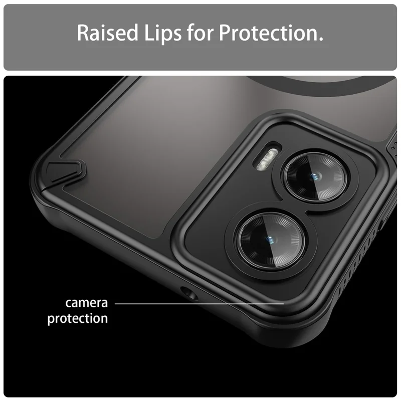 Acquisto all'ingrosso per Cover Motorola Moto G35 5G Compatibile con MagSafe TPU + PC Posteriore Telefono - Nero
