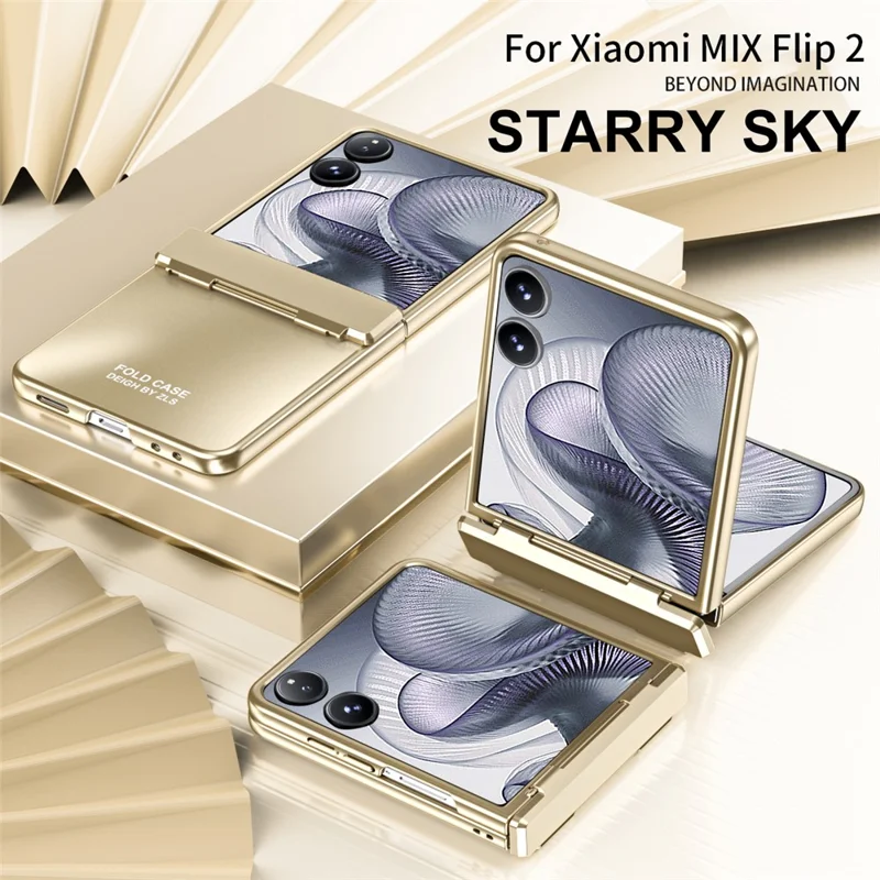 Capa para Xiaomi Mix Flip 2 com Revestimento Eletrolítico em PC Rígido, Proteção para Celular com Protetor de Tela - Dourado