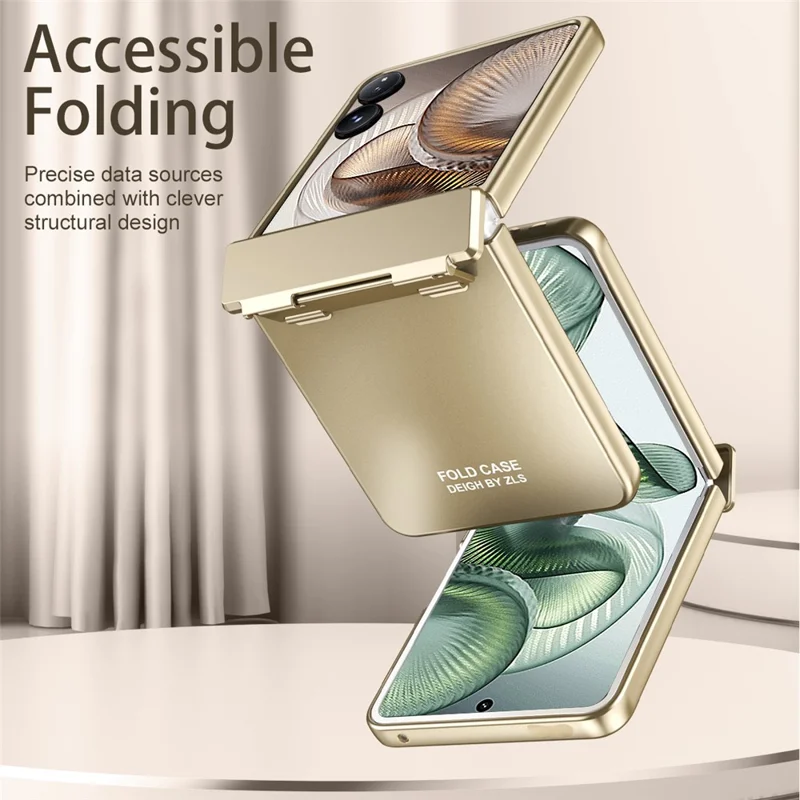 Capa para Xiaomi Mix Flip 2 com Revestimento Eletrolítico em PC Rígido, Proteção para Celular com Protetor de Tela - Dourado