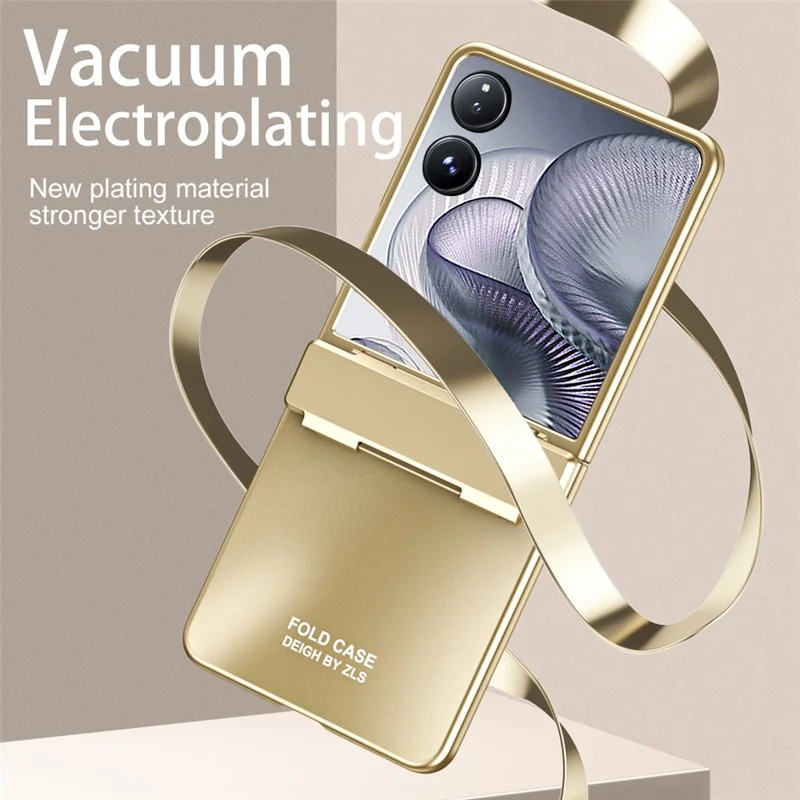 Capa para Xiaomi Mix Flip 2 com Revestimento Eletrolítico em PC Rígido, Proteção para Celular com Protetor de Tela - Dourado