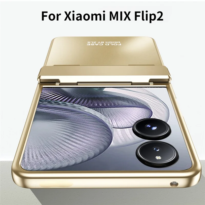 Capa para Xiaomi Mix Flip 2 com Revestimento Eletrolítico em PC Rígido, Proteção para Celular com Protetor de Tela - Dourado