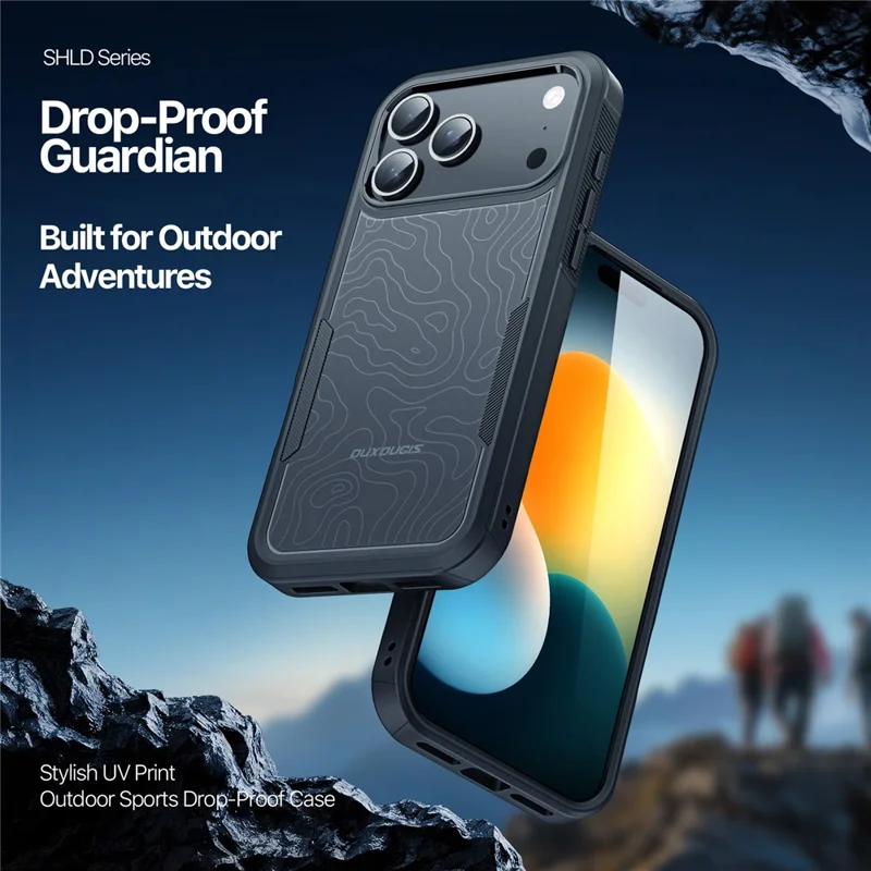 DUX DUCIS SHLD Series For iPhone 17 Pro Max Magnetic Case 10FT Drop Protection PC + TPU Phone Cover - Contour Pattern