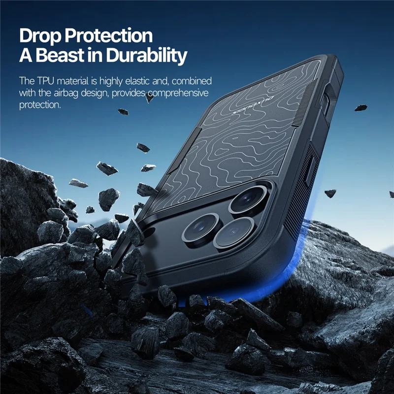 DUX DUCIS SHLD Series For iPhone 17 Pro Max Magnetic Case 10FT Drop Protection PC + TPU Phone Cover - Contour Pattern