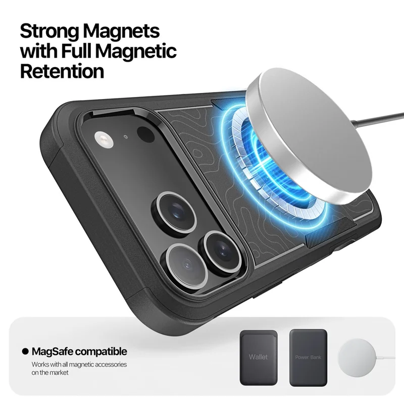 DUX DUCIS SHLD Series For iPhone 17 Pro Max Magnetic Case 10FT Drop Protection PC + TPU Phone Cover - Contour Pattern