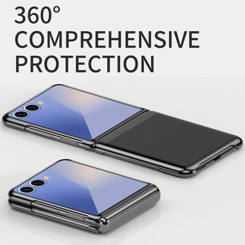 Pour Samsung Galaxy Z Flip7 5G Étui Transparent en PC Électroplaqué Coque de Téléphone Rigide - Noir