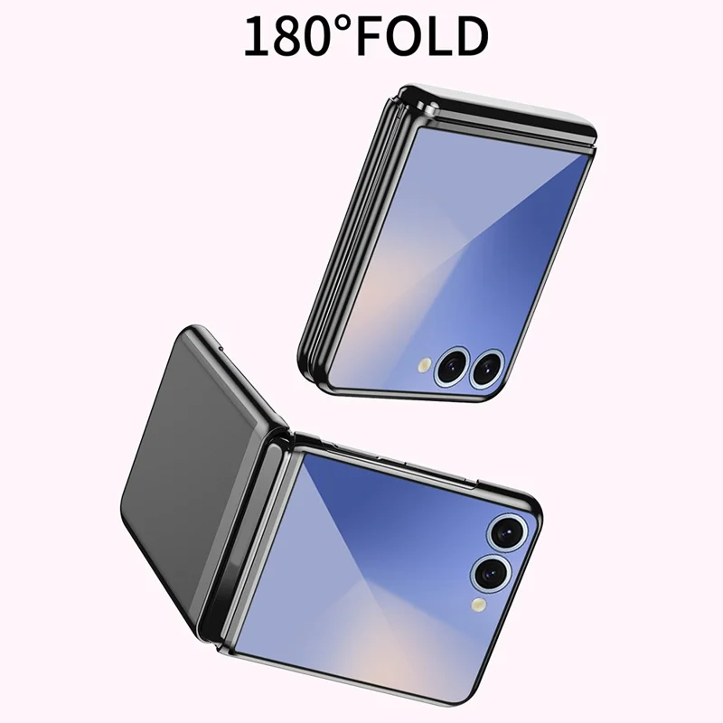 Pour Samsung Galaxy Z Flip7 5G Étui Transparent en PC Électroplaqué Coque de Téléphone Rigide - Noir