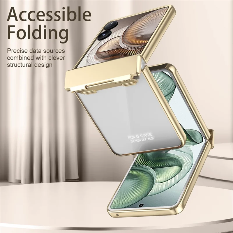 Capa para Xiaomi Mix Flip 2 com Revestimento Eletrolítico em PC Dobrável com Protetor de Tela - Dourado