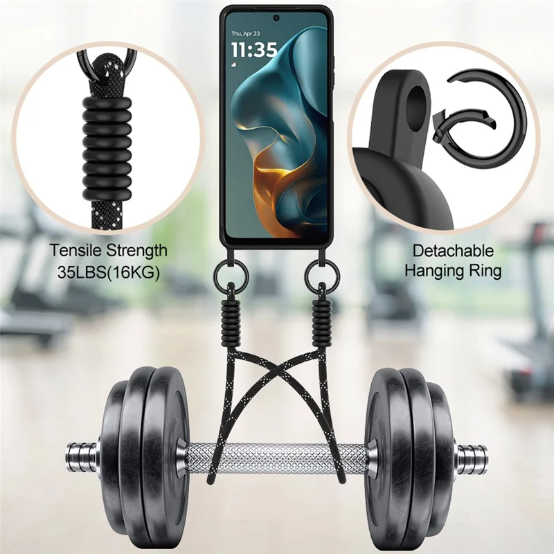 Para Motorola Moto G05 4G / E15 4G Capa de Silicone Líquido para Telefone com Porta-Cartões e Alça Curta - Preto