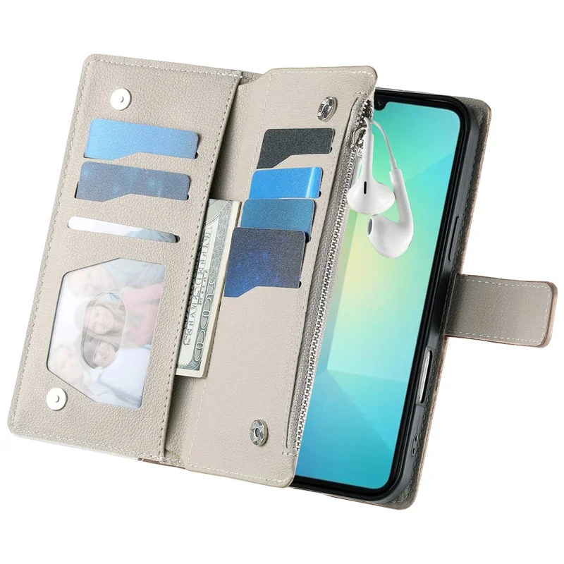 For Samsung Galaxy A07 5G / A07 4G Case Zipper Wallet Color Splicing Leather Flip Phone Cover with Straps - Lake Blue