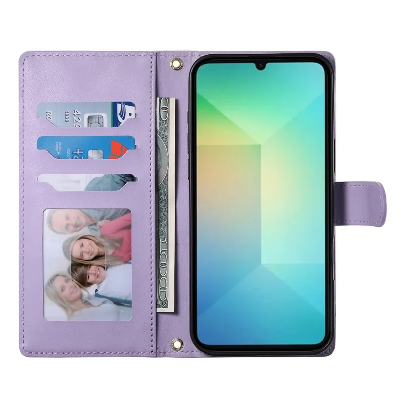 For Samsung Galaxy A07 5G / A07 4G Case Rhombus Stitching Wallet Stand Leather Phone Cover with Long  /  Short Strap - Purple
