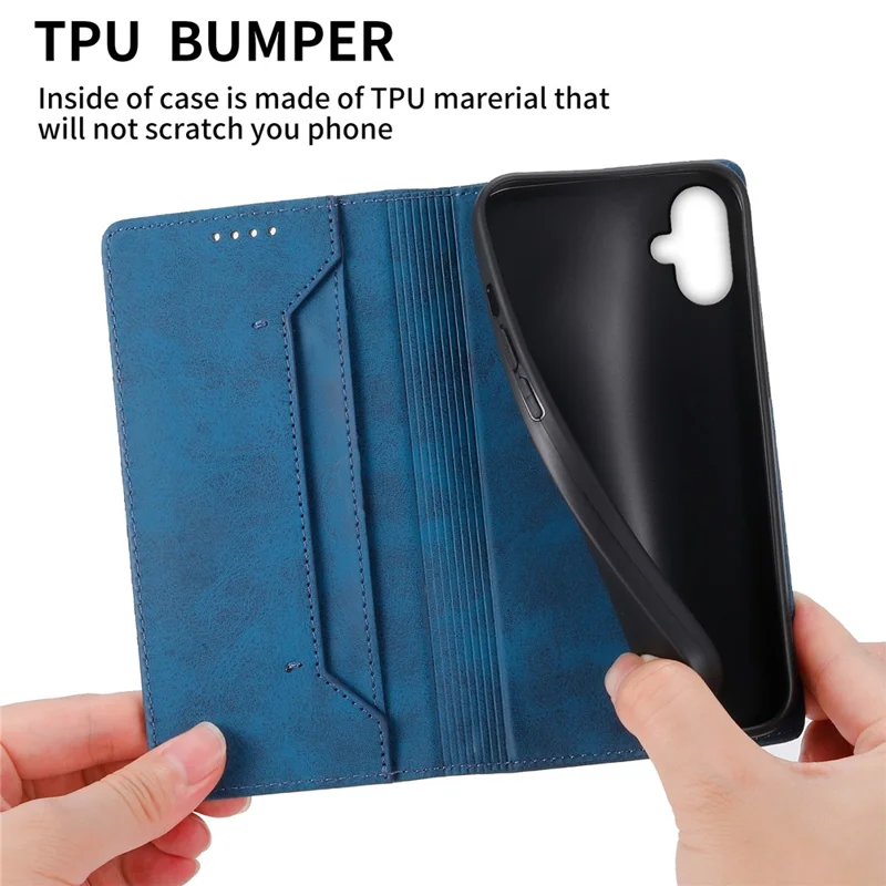 For Samsung Galaxy A07 5G / A07 4G Wallet Case RFID Blocking PU Leather Phone Cover - Blue