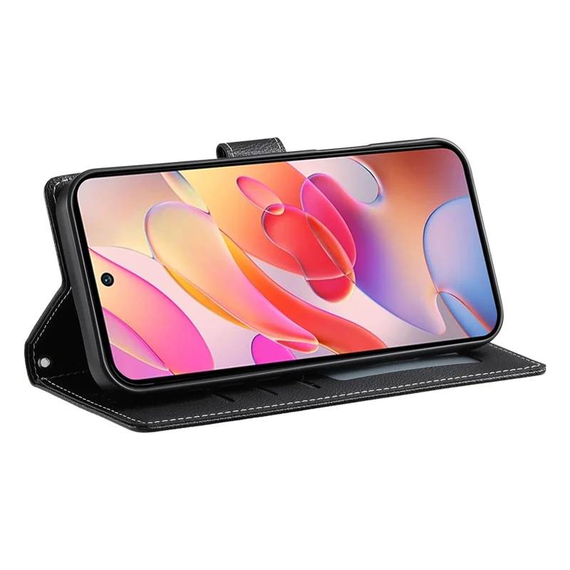 Cover per Samsung Galaxy A17 5G con Chiusura Magnetica e Texture Effetto Pelle, Portafoglio con Cinturino da Polso - Nero