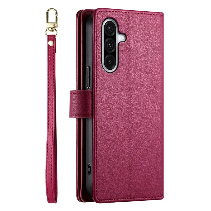 For Samsung Galaxy A17 5G Case Zipper Pocket Wallet Leather Phone Cover with Straps - Red