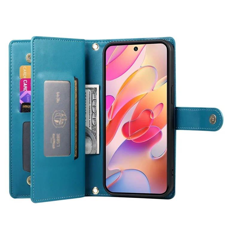 For Samsung Galaxy A17 5G / A17 4G / A26 5G Case Zipper Pocket Wallet Leather Phone Cover with Straps - Blue