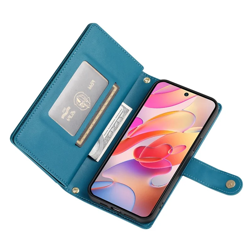For Samsung Galaxy A17 5G / A17 4G / A26 5G Case Zipper Pocket Wallet Leather Phone Cover with Straps - Blue