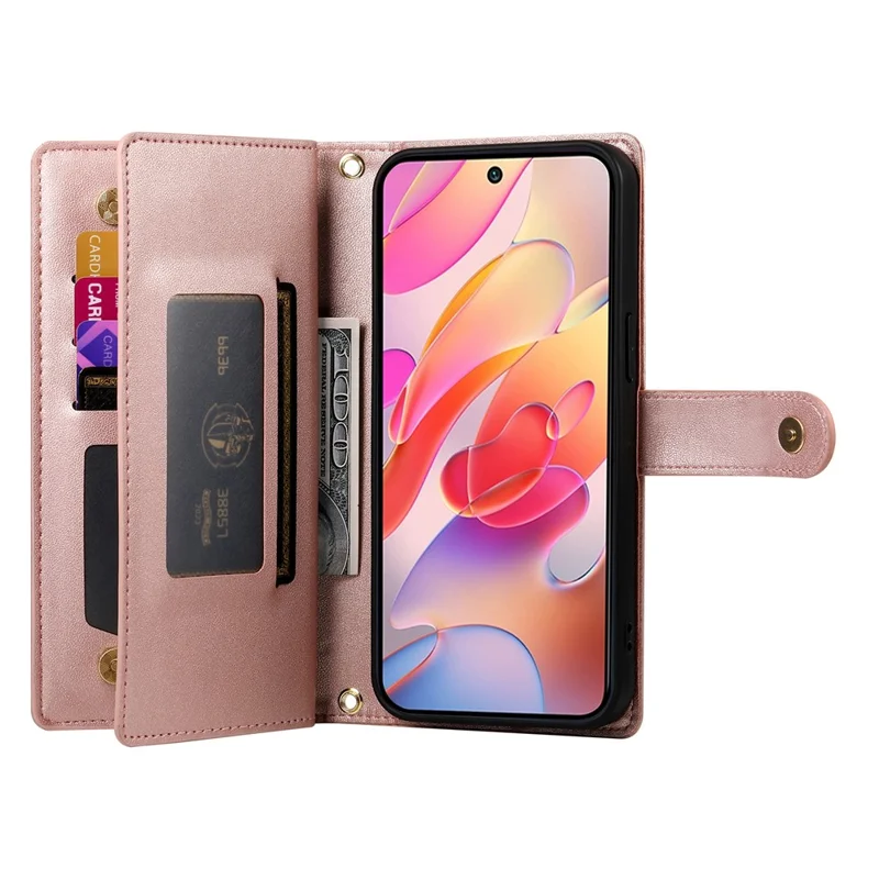 For Samsung Galaxy A17 5G / A17 4G / A26 5G Case Zipper Pocket Wallet Leather Phone Cover with Straps - Pink