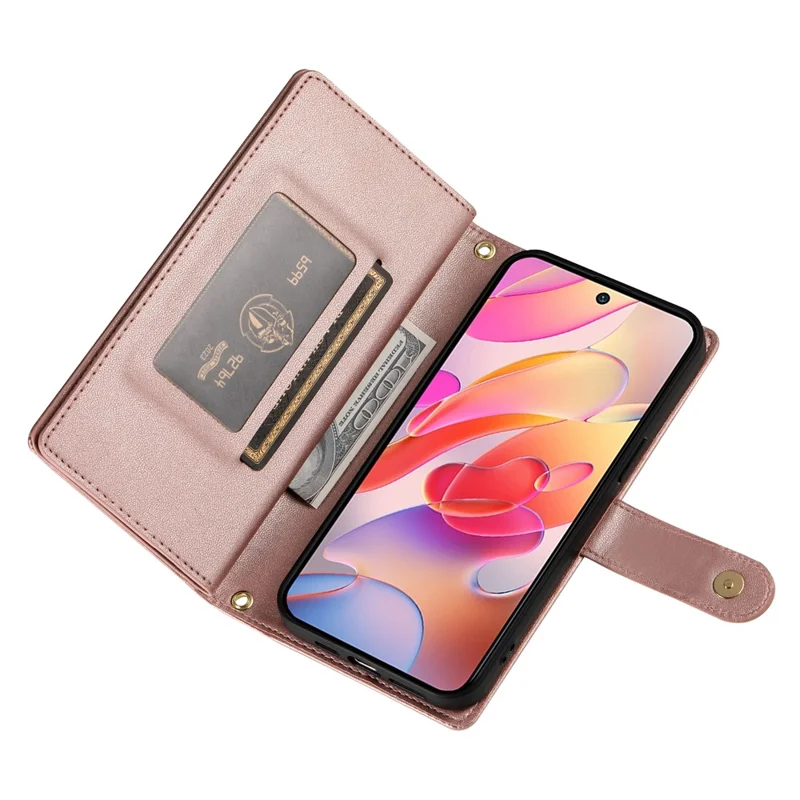 For Samsung Galaxy A17 5G / A17 4G / A26 5G Case Zipper Pocket Wallet Leather Phone Cover with Straps - Pink