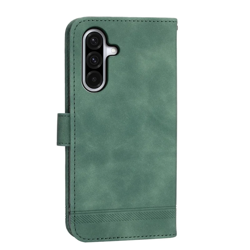 Capa DIERFENG DF-03 para Samsung Galaxy A17 5G com Estampa de Linhas, Carteira de Couro com Alça de Pulso - Verde