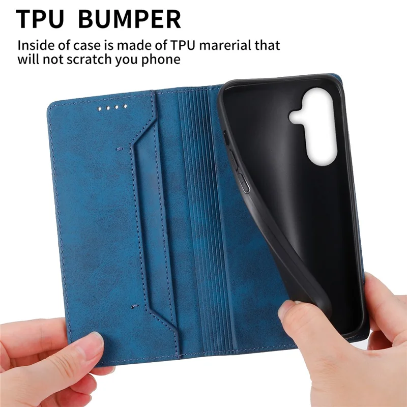 For Samsung Galaxy A17 5G / A17 4G / A26 5G Wallet Case RFID Blocking PU Leather Phone Cover - Blue