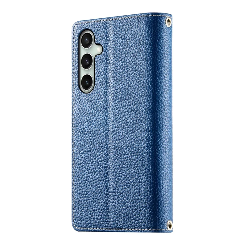 For Samsung Galaxy S25 FE Case Zipper Wallet Color Splicing Leather Flip Phone Cover with Straps - Dark Blue