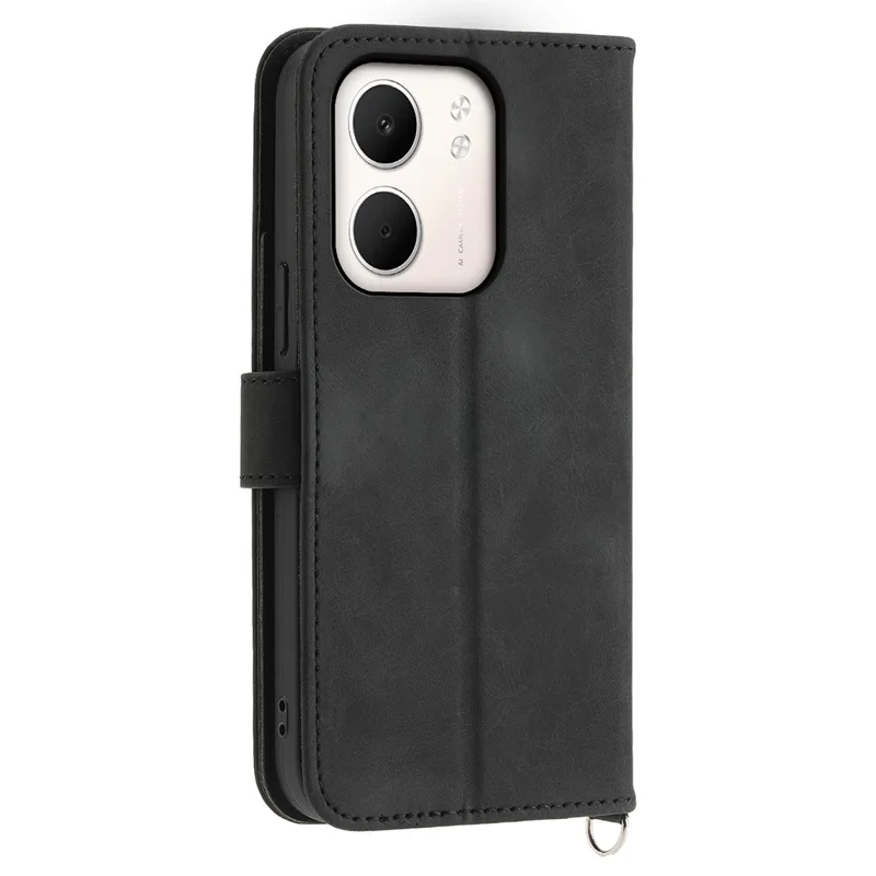 For Oppo A5x 5G  /  4G Case Flower Pattern PU Leather Wallet Phone Cover with Strap - Black