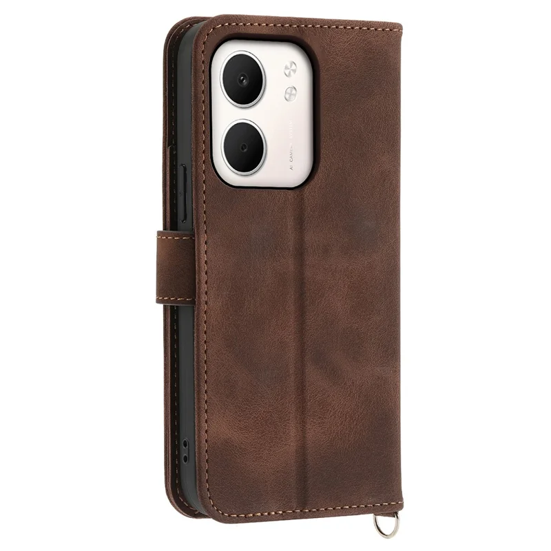 For Oppo A5x 5G  /  4G Case Flower Pattern PU Leather Wallet Phone Cover with Strap - Brown