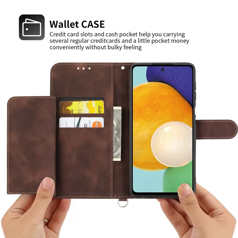 For Oppo A5x 5G  /  4G Case Flower Pattern PU Leather Wallet Phone Cover with Strap - Brown