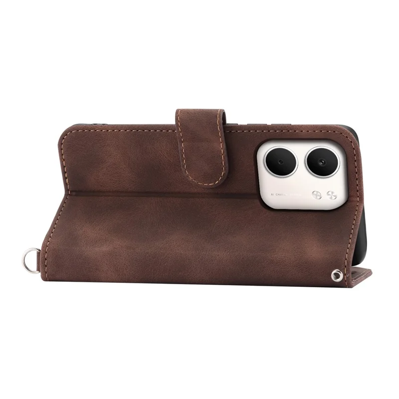 For Oppo A5x 5G  /  4G Case Flower Pattern PU Leather Wallet Phone Cover with Strap - Brown