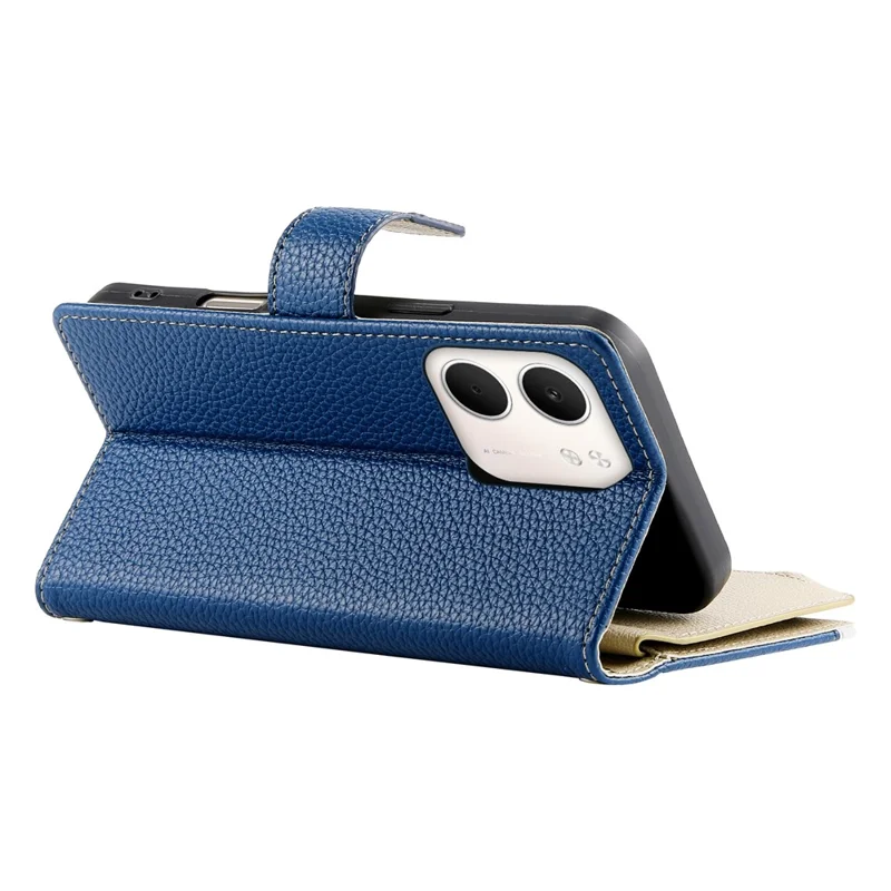 For Oppo A5x 5G  /  4G Case Zipper Wallet Color Splicing Leather Flip Phone Cover with Straps - Dark Blue