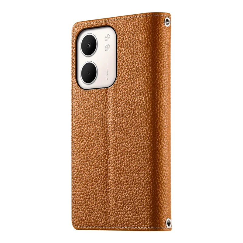 Étui pour Oppo A5x 5G / 4G Portefeuille à Fermeture Éclair Bicolore en Cuir avec Lanières - Marron