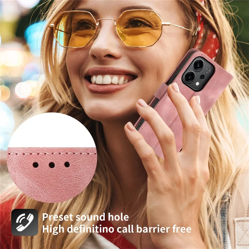 For Oppo Reno14 F 5G Case Flower Pattern PU Leather Wallet Phone Cover with Strap - Pink