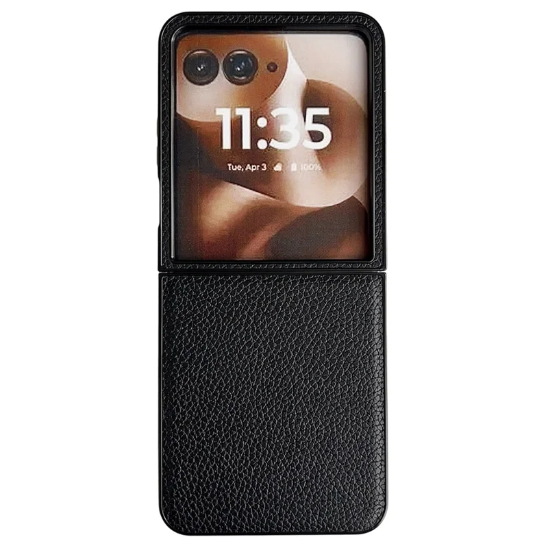 Für Motorola Razr 60 Ultra 5G Hülle Litschi-Textur PU-Leder + PC Faltbare Handyhülle - Schwarz