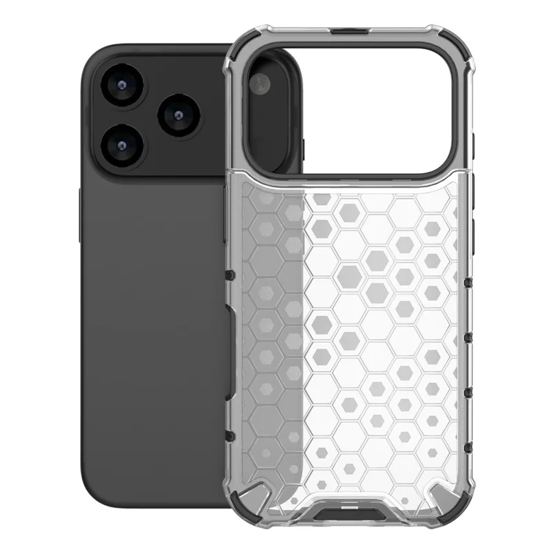 Voor iPhone 17 Pro hoesje zeshoekig stevige PC + TPU telefoonhoes - Grijs