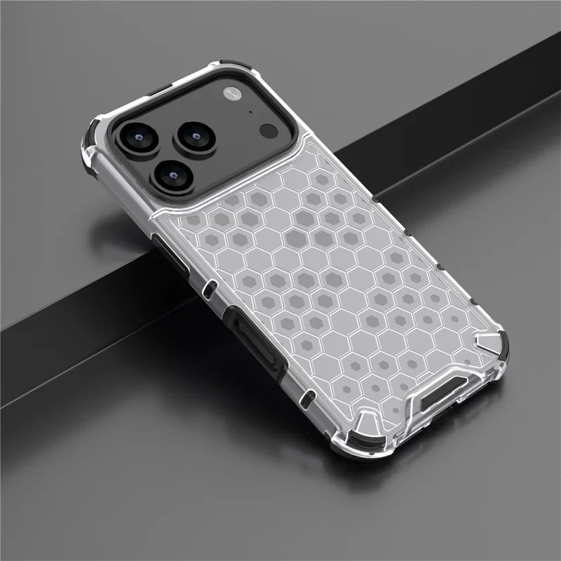 Voor iPhone 17 Pro hoesje zeshoekig stevige PC + TPU telefoonhoes - Grijs