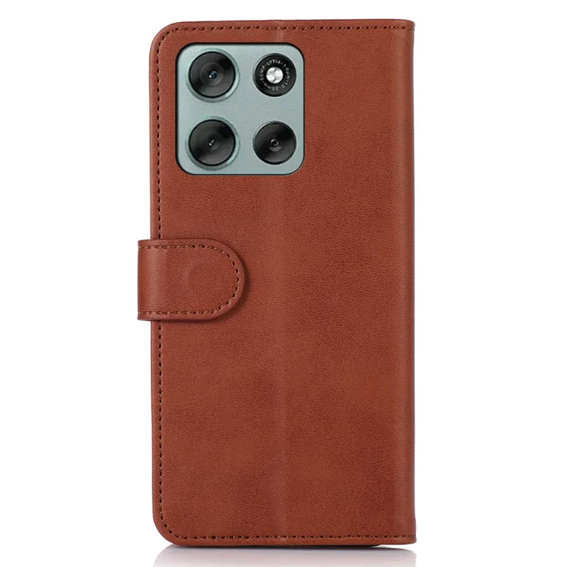 For Motorola Moto G56 5G Case Cowhide Texture Leather Wallet Phone Cover with Stand - Brown