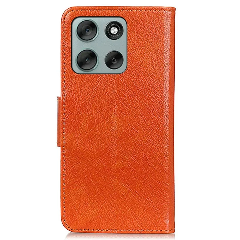 Obudowa do Motorola Moto G56 5G, portfel z splitu z teksturą Nappa, pokrowiec na telefon - pomarańczowy