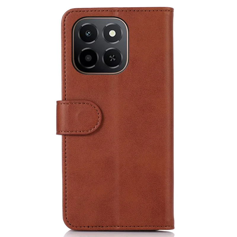 Cover per Honor X6c 4G in Pelle di Vacchetta con Texture, Portafoglio con Supporto - Marrone