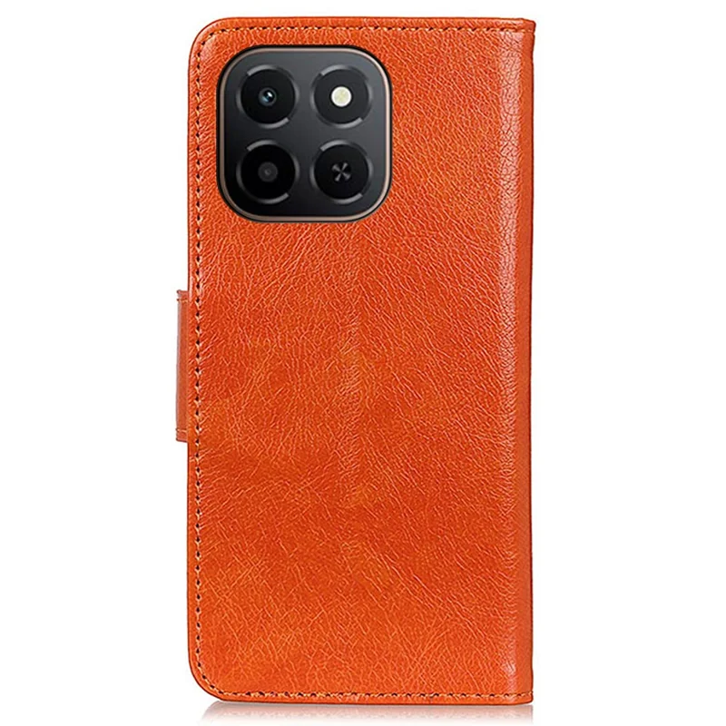 For Honor X6c 4G Case Anti Scratch Nappa Texture Split Leather Wallet Phone Cover - Orange