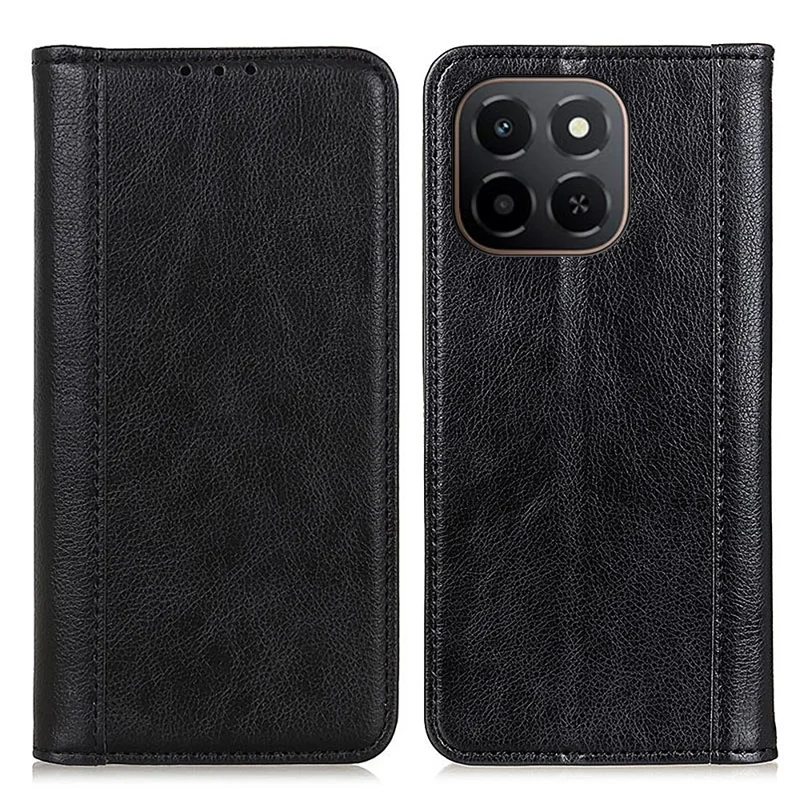 Cover per Honor X6c 4G con Supporto in Pelle Spaccata Texture Effetto Liscia Portafoglio - Nero