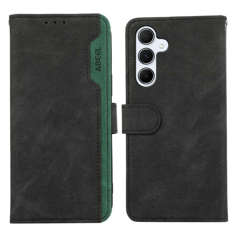 ABEEL For Samsung Galaxy S25 FE Case Color Splicing Leather Flip Phone Cover RFID Blocking - Black