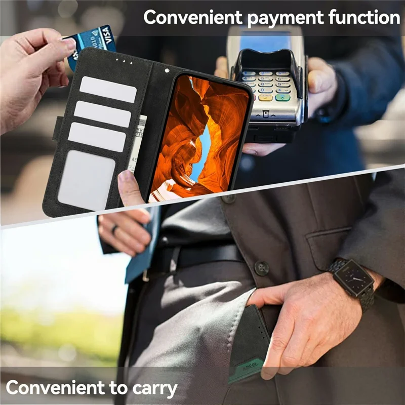 ABEEL For Samsung Galaxy S25 FE Case Color Splicing Leather Flip Phone Cover RFID Blocking - Black