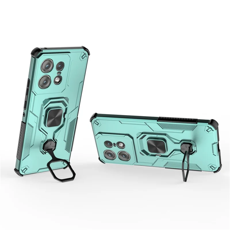 For Motorola Edge 50 Pro 5G Case Rotatable Ring Kickstand PC + TPU Shockproof Phone Cover - Green