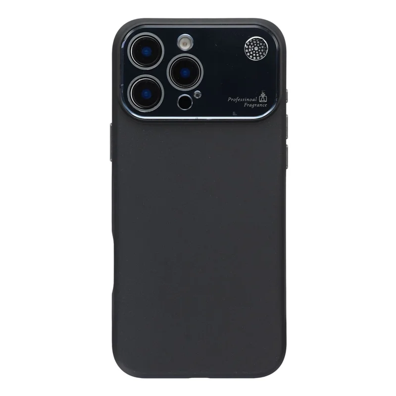For iPhone 16 Pro Case Large Camera Window Liquid Silicone Aromatherapy Phone Cover - Black