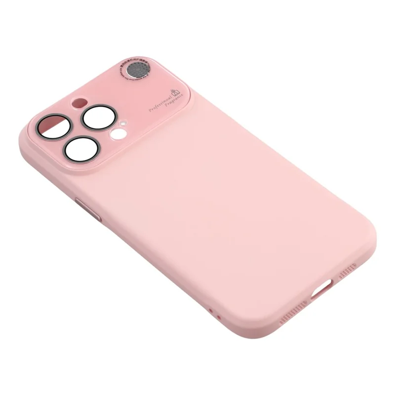For iPhone 15 Pro Max Case Large Camera Window Liquid Silicone Aromatherapy Phone Cover - Pink