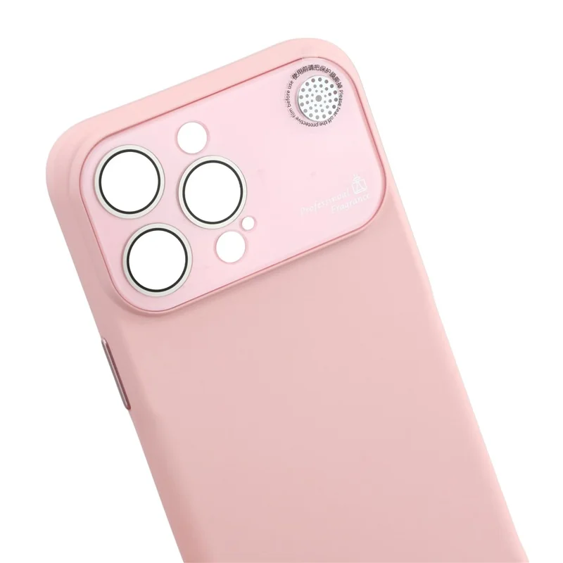 For iPhone 15 Pro Max Case Large Camera Window Liquid Silicone Aromatherapy Phone Cover - Pink